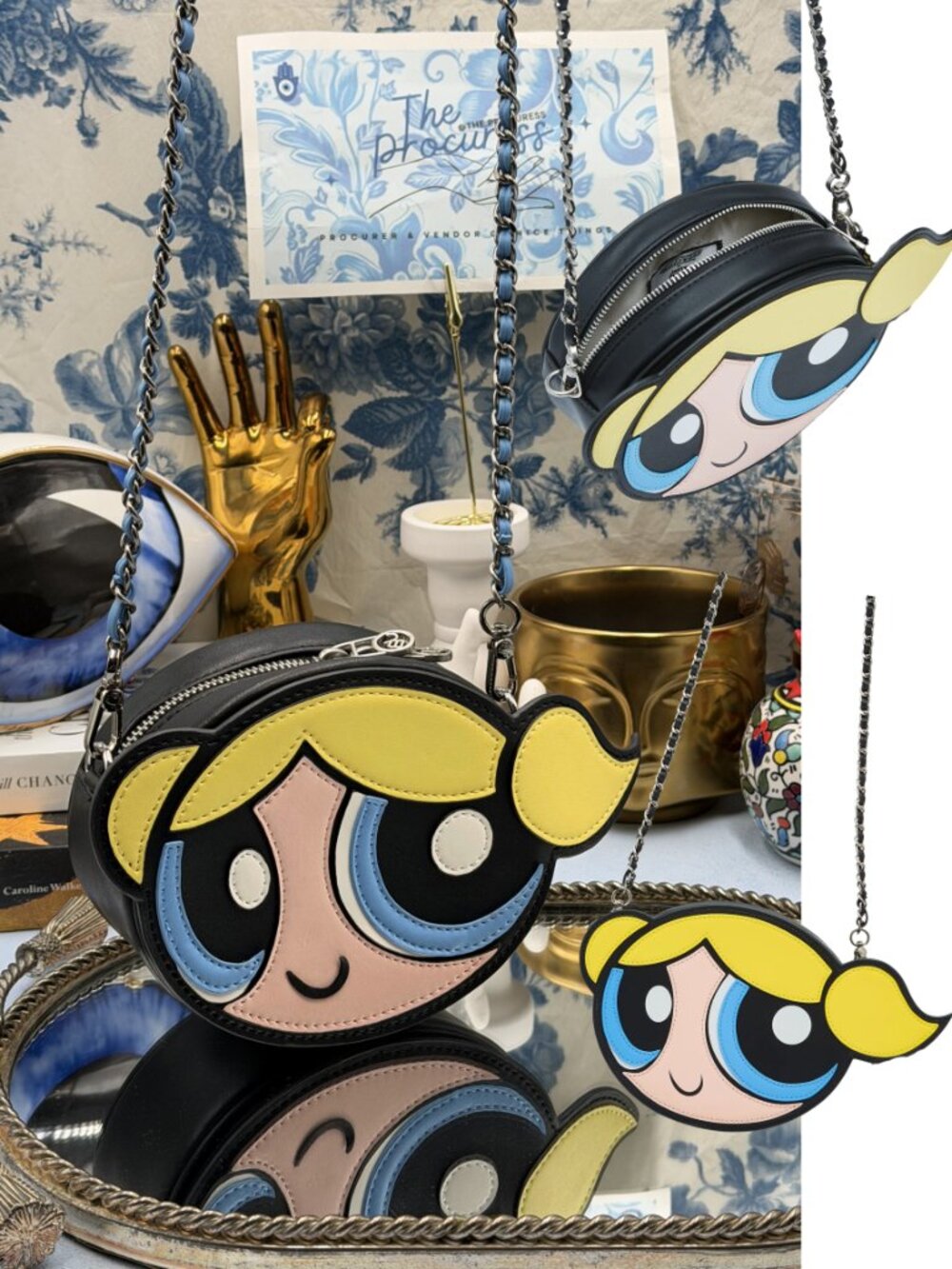 🆕 JELLY BUNNY 🧿 NWOT x POWERPUFF GIRLS Bubble Crossbody Bag, Blue & Black